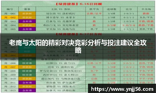 老鹰与太阳的精彩对决竞彩分析与投注建议全攻略